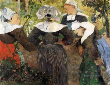  chicas Pintura al %C3%B3leo - Las cuatro muchachas bretonas c Postimpresionismo Primitivismo Paul Gauguin